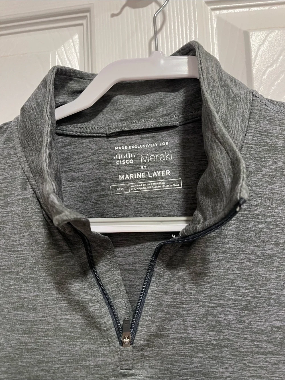 Marine Layer for Cisco Meraki Soft Spun Quarter Zip Size Large Charcoal